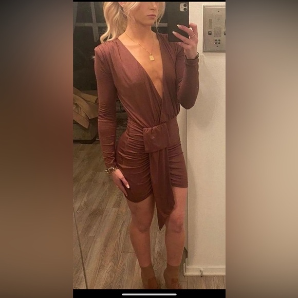 JLUX Label Brown Long Sleeve Dress - Picture 4 of 5